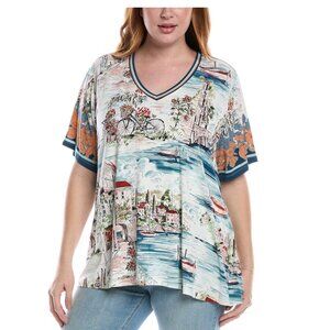 JOHNNY WAS Janie Favorite swing tee sz 3x Vakash travel print